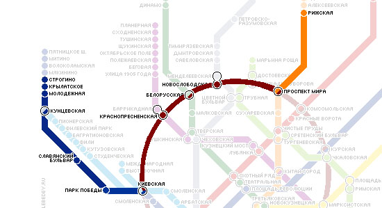 С павелецкой до курского вокзала на метро схема